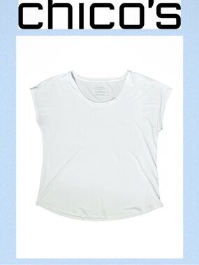 New Chico’s White Jersey Top 
Ultimate weekend Tee